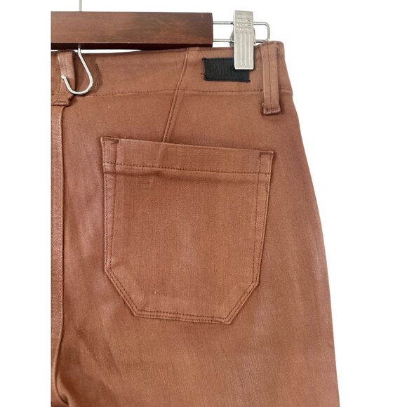 Paige Mayslie Coated Denim Joggers Women 27 Brown Classic Office Stretch Western - Picture 16 of 16